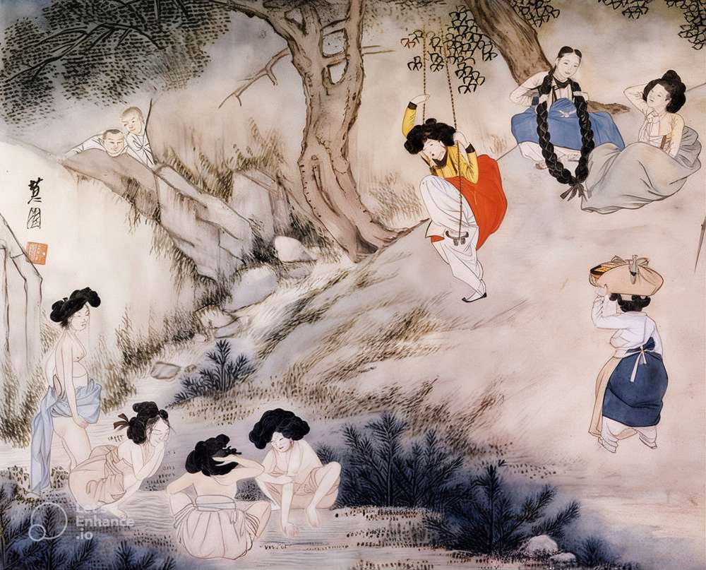 Women Bathing in a Stream Painting by Hazzi Eunjeong